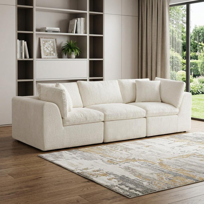 Chenille Modular Sofa Chaise With Toss Pillows (725205) - Beige