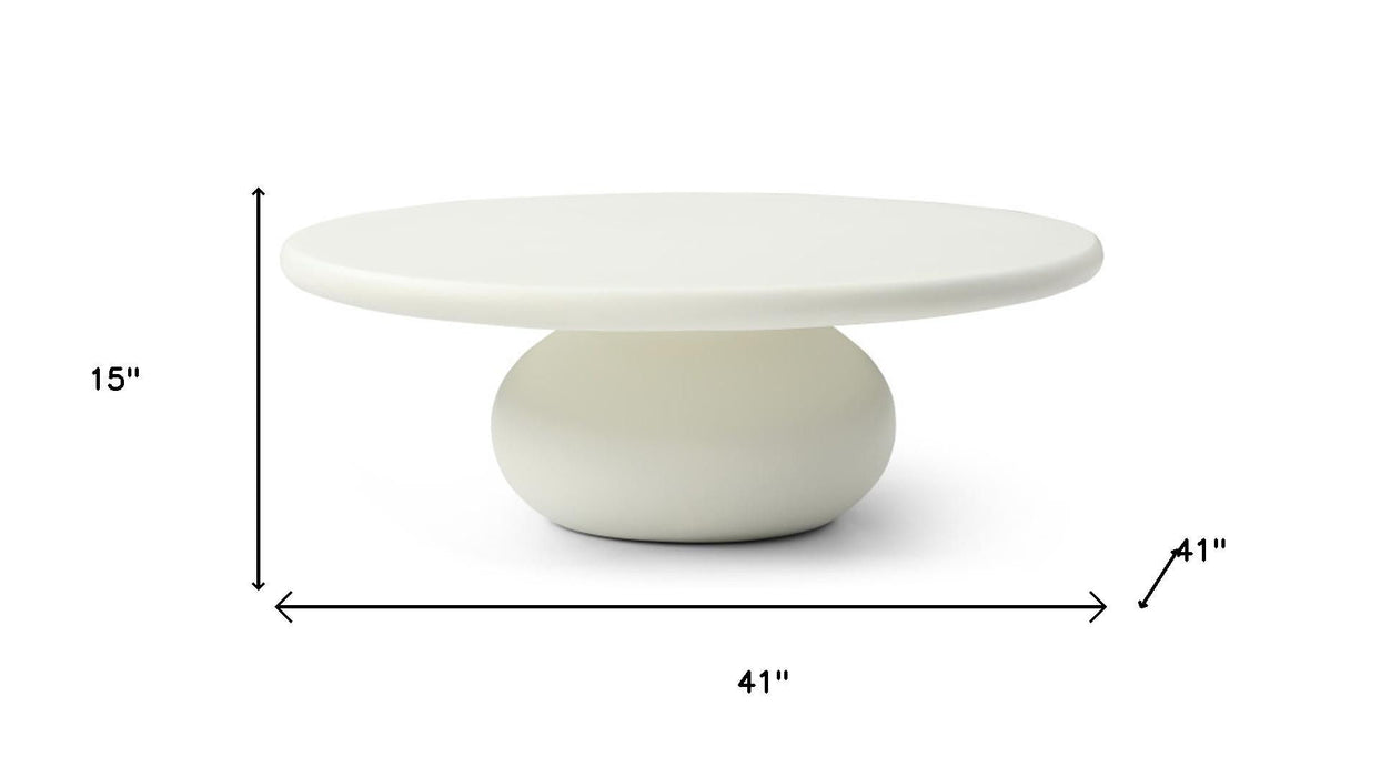 Glass Round Pedestal Coffee Table - Beige