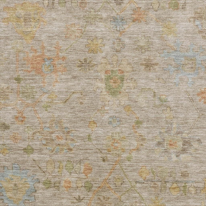 10' X 14' Floral Washable Area Rug With UV Protection (708397) - Beige / Orange / Blue