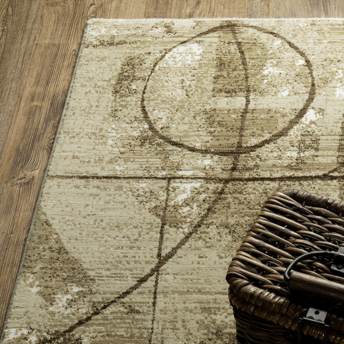 10' X 13' Geometric Area Rug - Beige And Brown