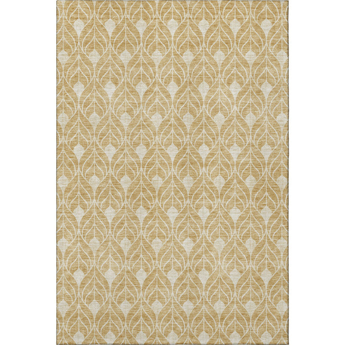 10' X 14' Geometric Washable Area Rug With UV Protection (674005) - Gold / Beige