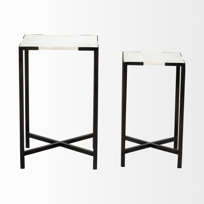 24" Marble End Table - Black