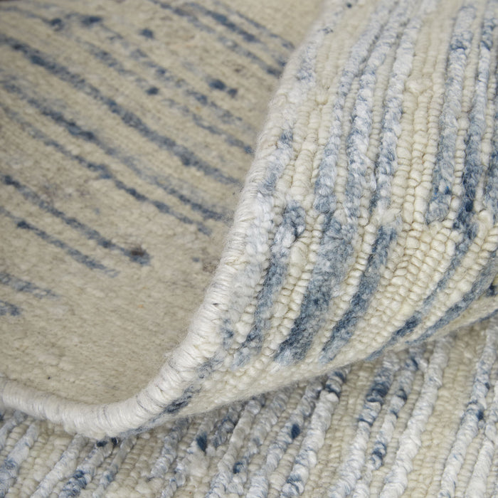 11.5' x 15' Abstract Hand Knotted Worn Faded Area Rug - Ivory And Blue