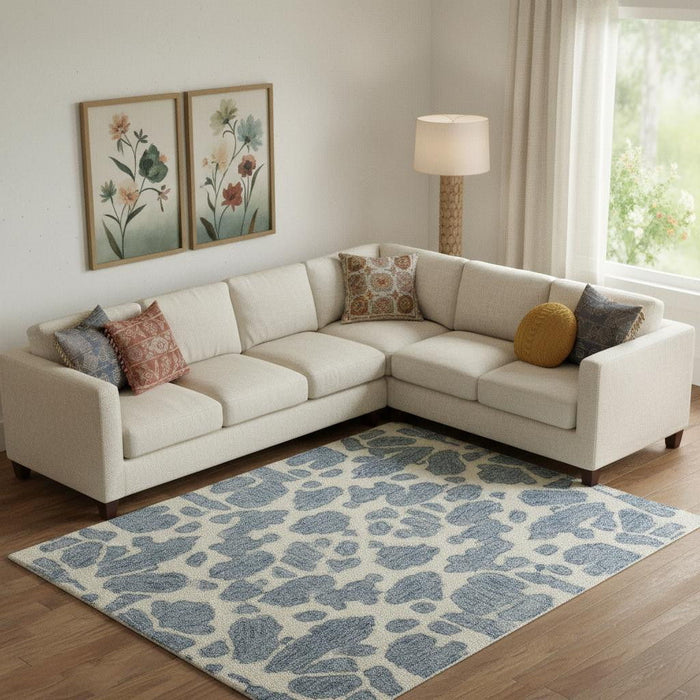 10' X 14' Wool Abstract Hand Tufted Area Rug (722351) - Blue / Ivory