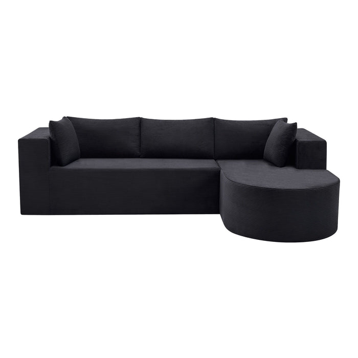 Corduroy Modular Sofa Chaise With Toss Pillows (723852) - Black