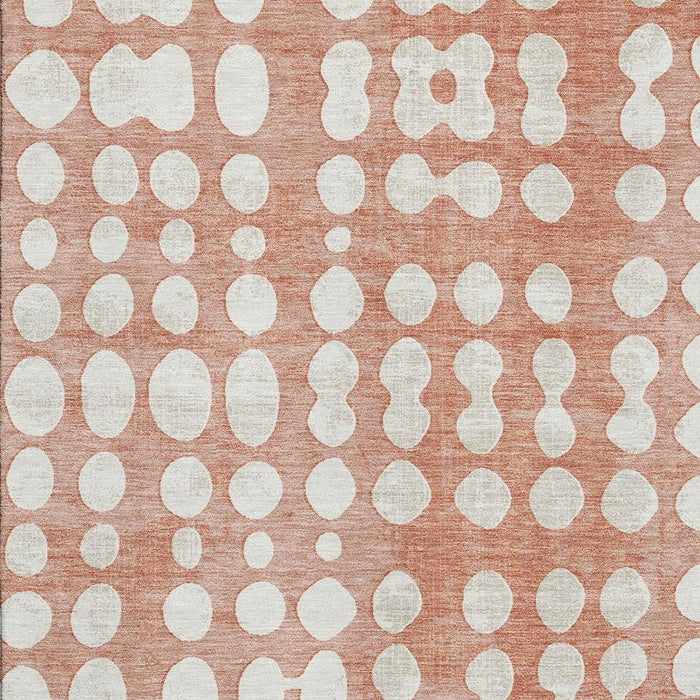 10' X 14' Polka Dot Washable Area Rug With UV Protection (669144) - Salmon / Ivory