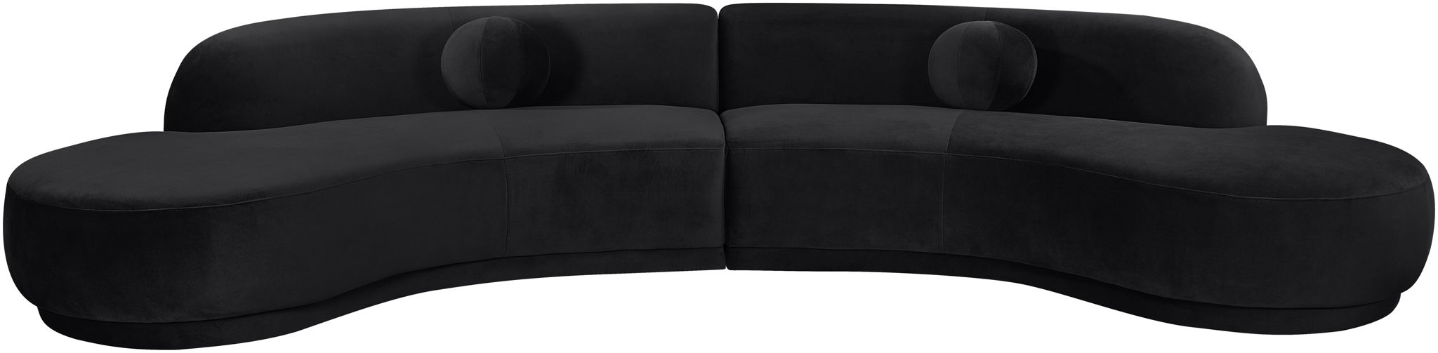 Avra velvet performance fabric sectional by Meridian Furniture, 146-inch upholstered stationary sofa with plush cushions.