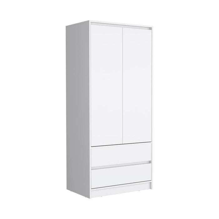 71" Transitional Wood Two Door Two Drawer Combo Dresser - White