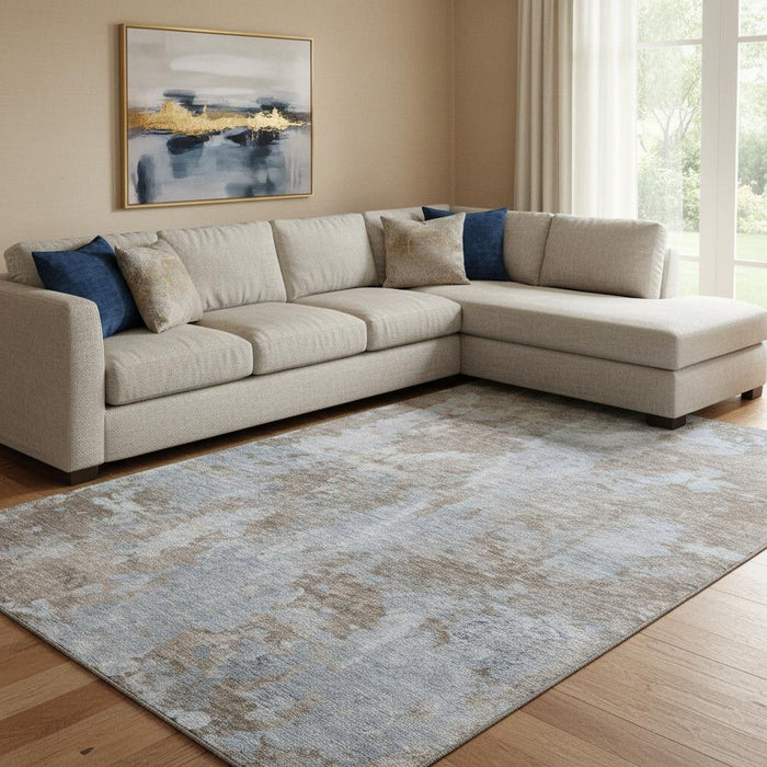10' X 14' Abstract Washable Area Rug With UV Protection (649822) - Brown / Ivory