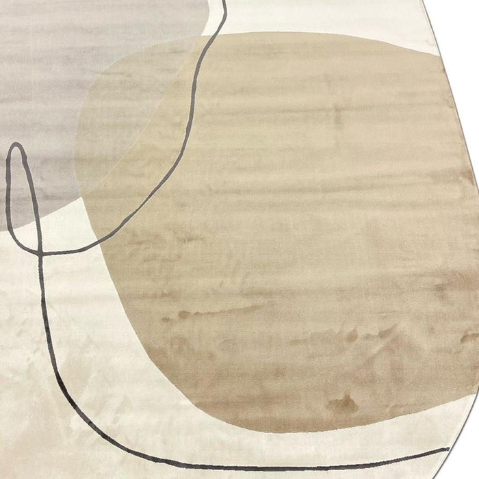 7' X 9' Abstract Oval Rug (722638) - Beige / Cream / Tan
