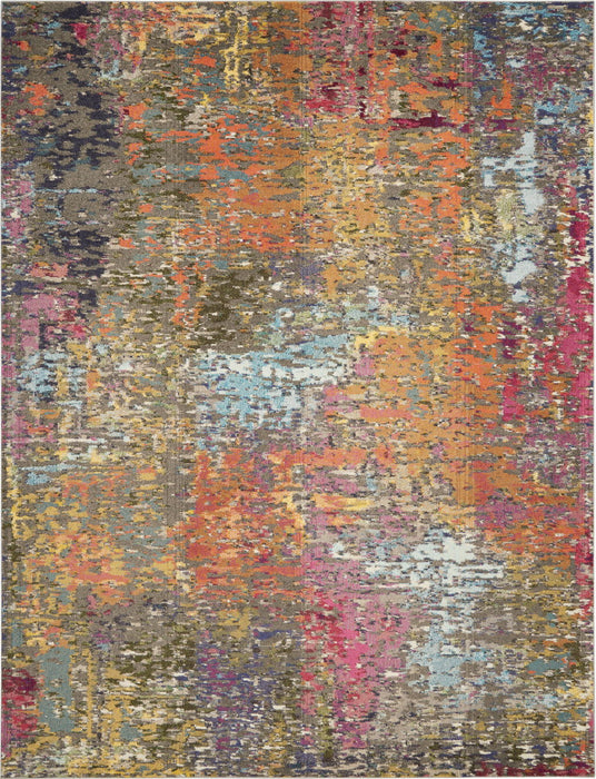 9' X 12' Abstract Non Skid Area Rug (553025) - Blue / Orange