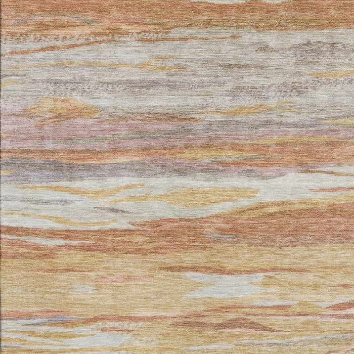 10' X 14' Abstract Washable Area Rug With UV Protection (708535) - Salmon / Gold / Gray