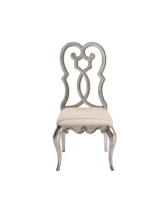 Upholstered Velvet Solid Wood Dining Side Chairs (Set of 2) - Ivory