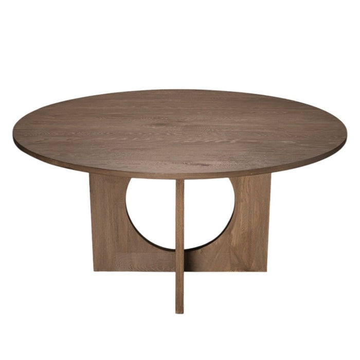 60" Wood Pedestal Base Round Top Dining Table - Brown
