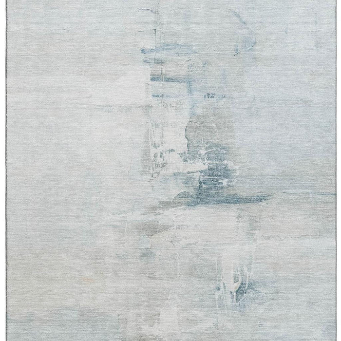 10' X 14' Abstract Washable Area Rug With UV Protection (715693) - Sky Blue / Ivory