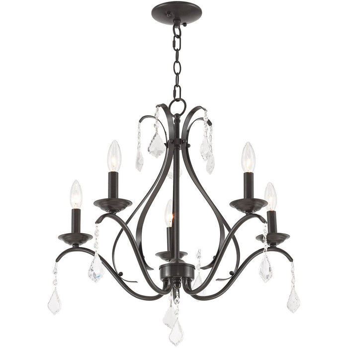23" Five-Light Dimmable Chandelier With Shades - Bronze
