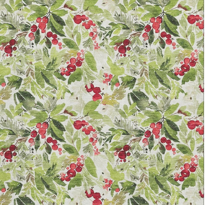 10' X 14' Abstract Geometric Washable Area Rug With UV Protection (701864) - Artichoke Green / Red / Ivory