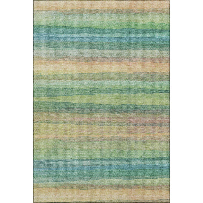 10' X 14' Striped Washable Area Rug With UV Protection (717572) - Sage / Peach
