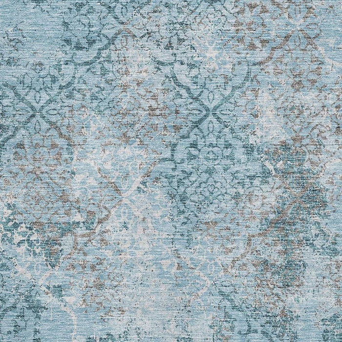 10' X 8' Abstract Washable Area Rug With UV Protection - Teal / Gray