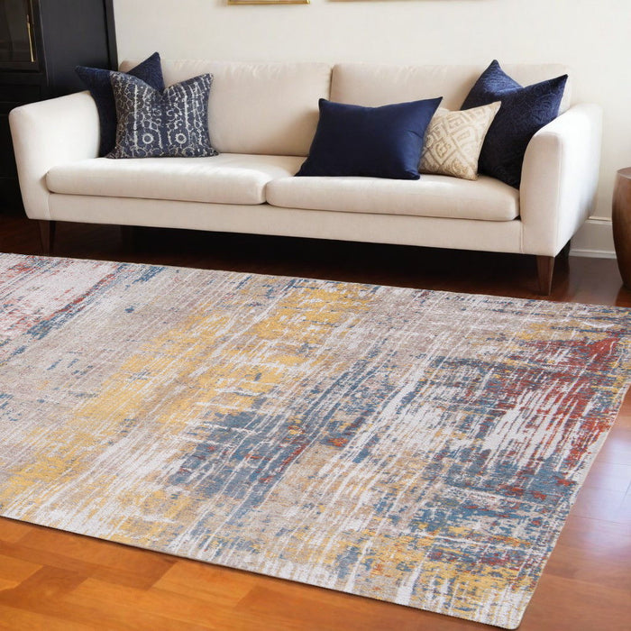 9' x 13' Abstract Non Skid Area Rug - White