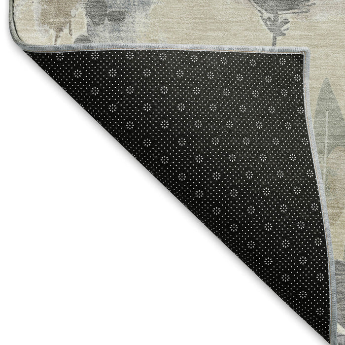 10' X 14' Floral Washable Area Rug With UV Protection (694358) - Beige / Gray / Ivory