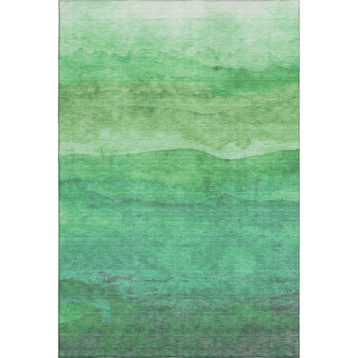 10' X 14' Striped Washable Area Rug With UV Protection (697578) - Green / Ivory
