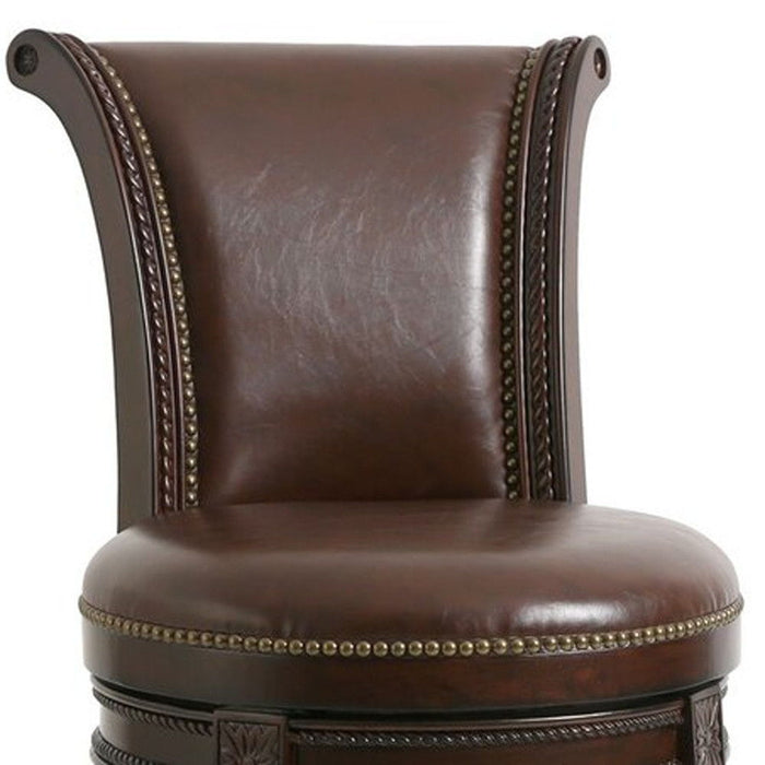 Solid Wood Swivel Bar Height Bar Chair - Walnut And Dark Brown