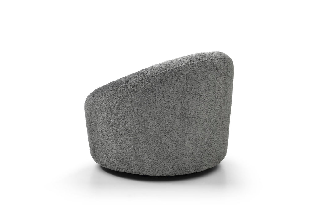 Boucle Metal Swivel Lounge Chair - Gray