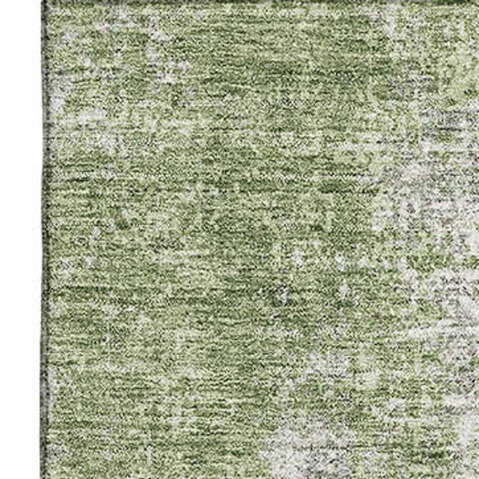 10' X 14' Abstract Washable Area Rug With UV Protection (674856) - Green / Ivory
