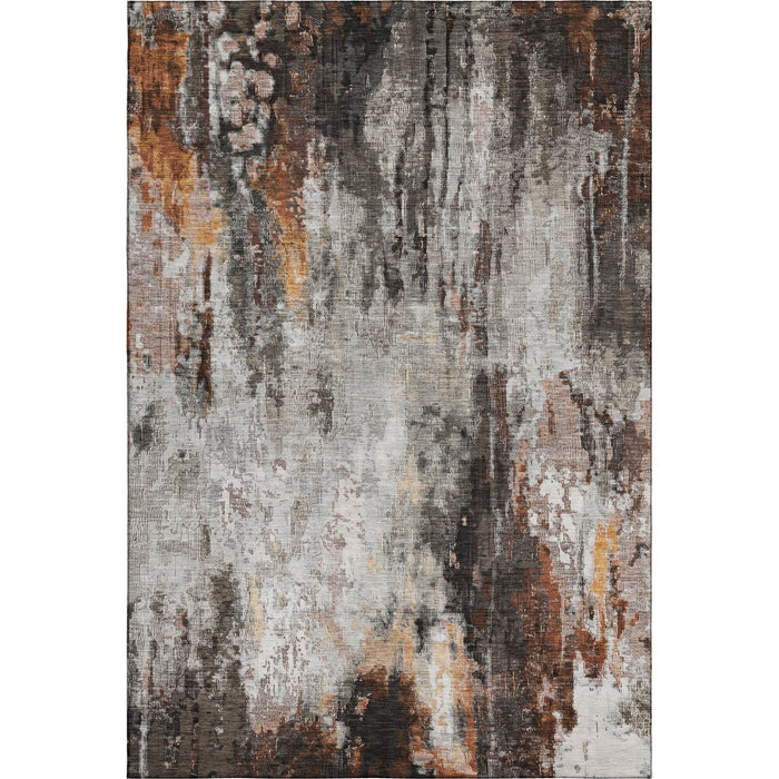 10' X 14' Abstract Washable Area Rug With UV Protection (695702) - Gray / Rust / Ivory