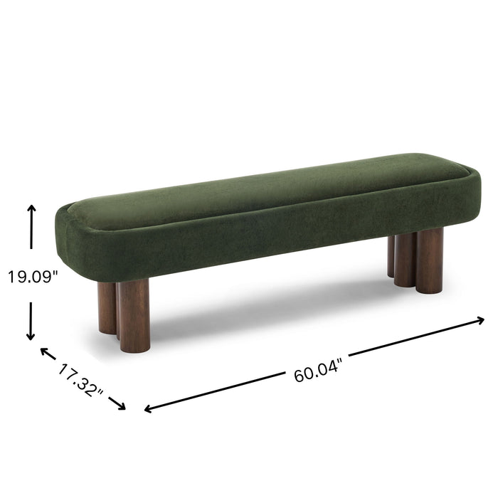 Indoor Upholstered Dining Bench - Green