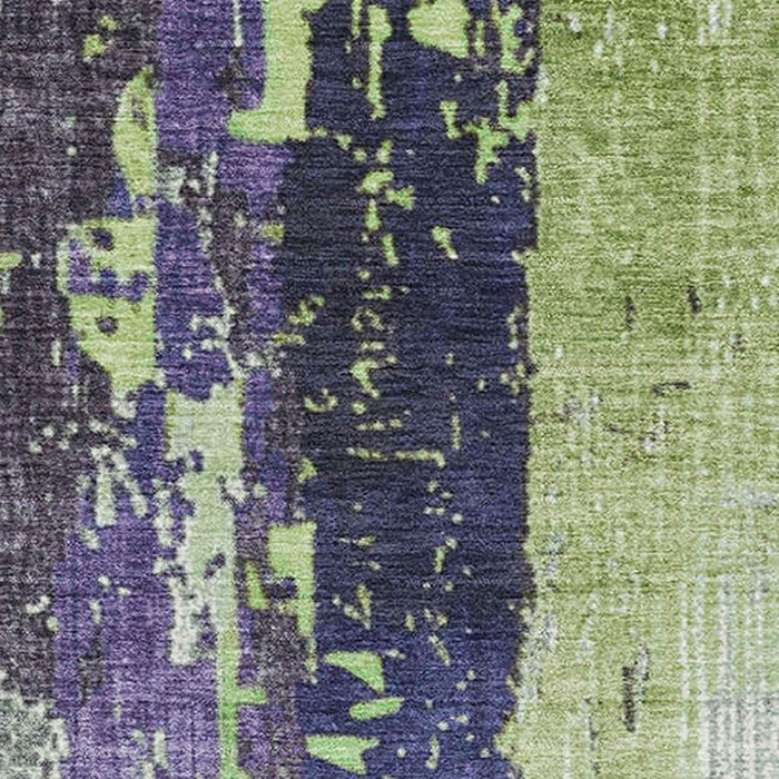 10' X 14' Abstract Washable Area Rug With UV Protection (706229) - Artichoke Green / Purple