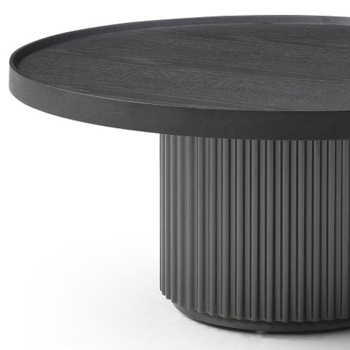 Solid Wood Round Pedestal Coffee Table - Dark Gray