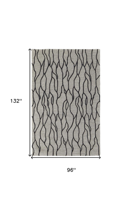 8' x 11' Wool Abstract Tufted Handmade Stain Resistant Area Rug - Taupe Black And Gray