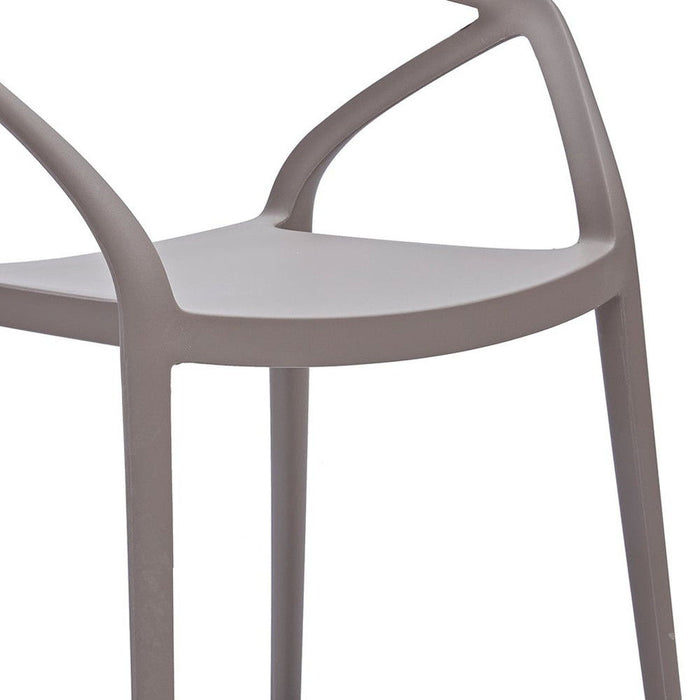 Heavy Duty Plastic Open Back Dining Arm Chair (Set of 4) - Gray