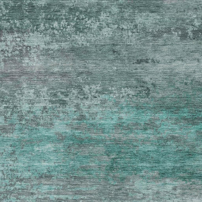 10' X 14' Abstract Washable Area Rug With UV Protection (717122) - Teal / Gray