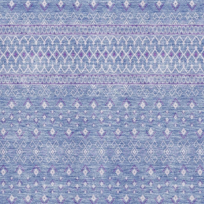 10' X 14' Tribal Washable Area Rug With UV Protection (657185) - Sky Blue / Ivory