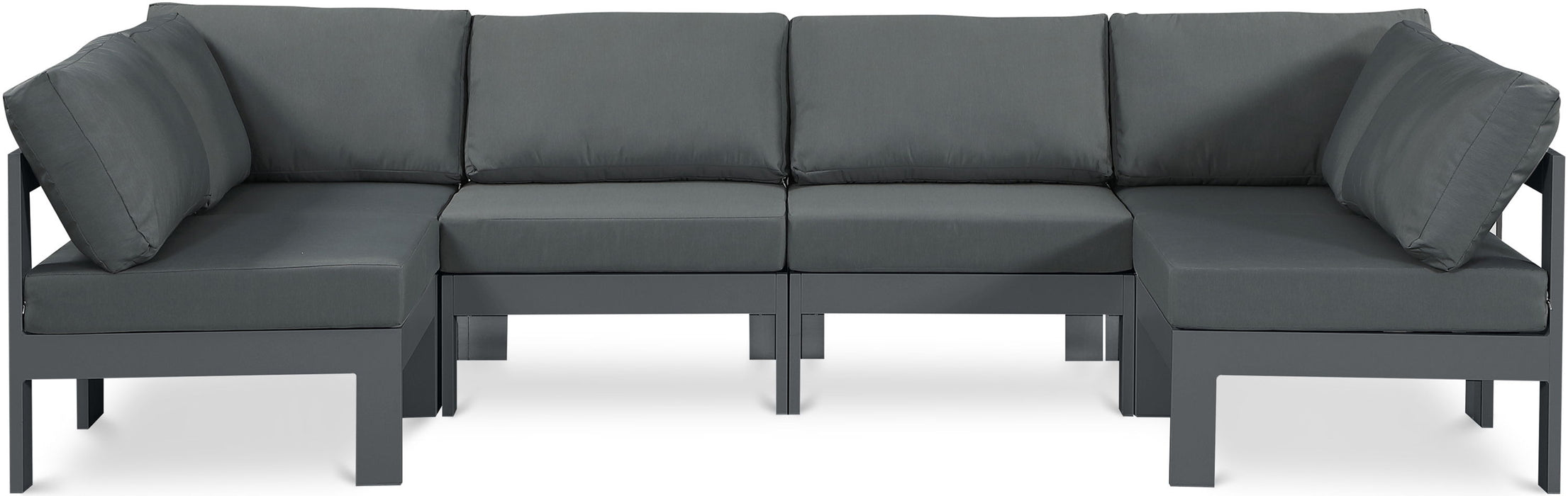 Nizuc - Outdoor Patio 6 Piece Modular Sectional With Gray Frame