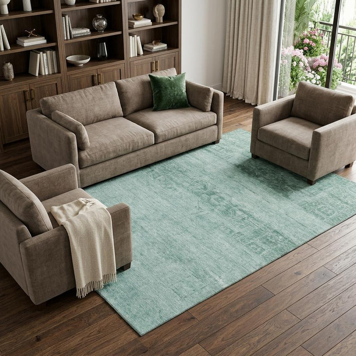 10' X 14' Oriental Washable Area Rug With UV Protection (695930) - Aqua / Teal