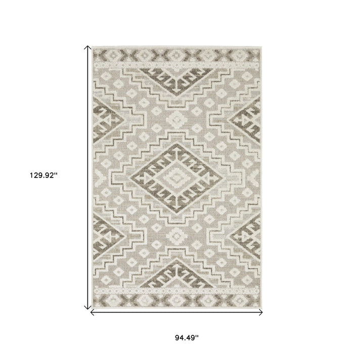 8' X 11' Tribal Area Rug - Beige And Brown