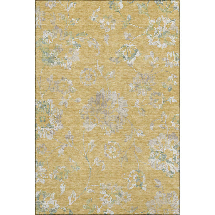 10' X 14' Floral Washable Area Rug With UV Protection (667909) - Gold / Silver