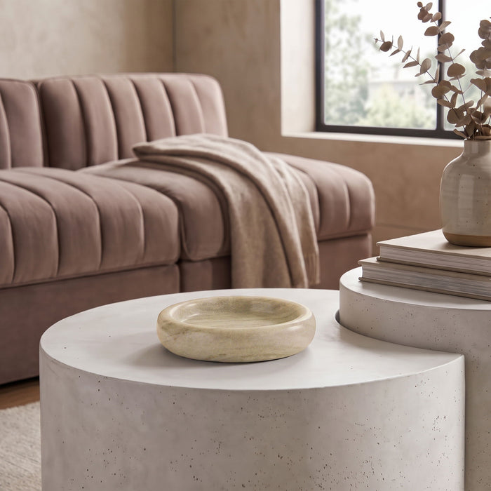 Marble tray by Meridian Furniture featuring a smooth white and gray marble surface with raised edges for elegant display.