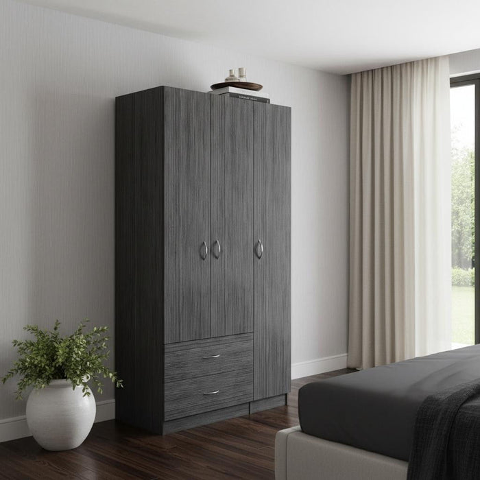 Grainy Oak Two Drawer Combo Dresser - Gray