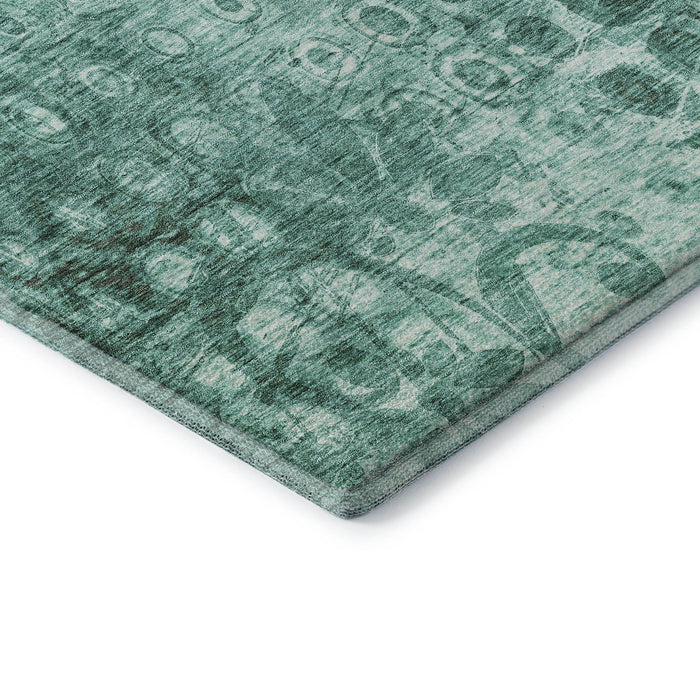 10' X 14' Washable Area Rug With UV Protection (650014) - Teal / Ivory
