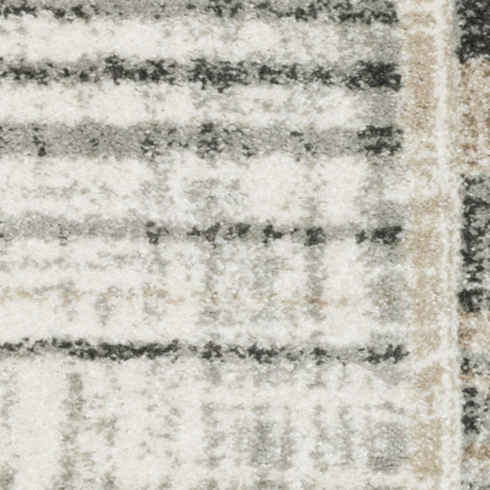 8' x 11' Geometric Power Loom Stain Resistant Area Rug - Gray Charcoal Ivory Tan Brown And Beige