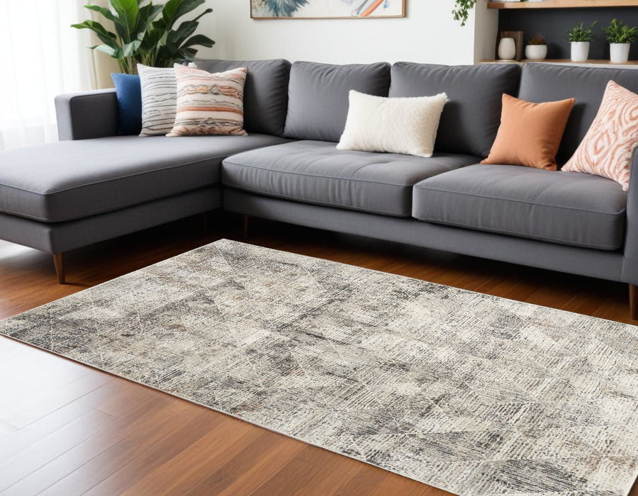 8' X 10' Geometric Non Skid Area Rug - Charcoal