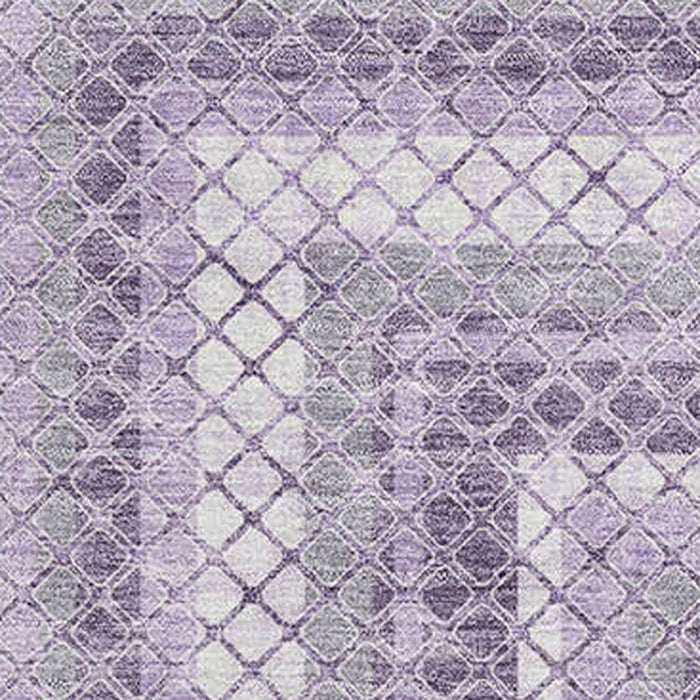 10' X 14' Geometric Washable Area Rug With UV Protection (710885) - Lavender / Ivory