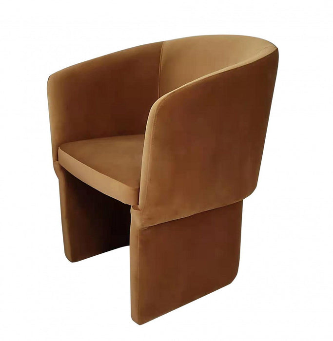 Upholstered Velvet Dining Arm Chair - Burnt Umber