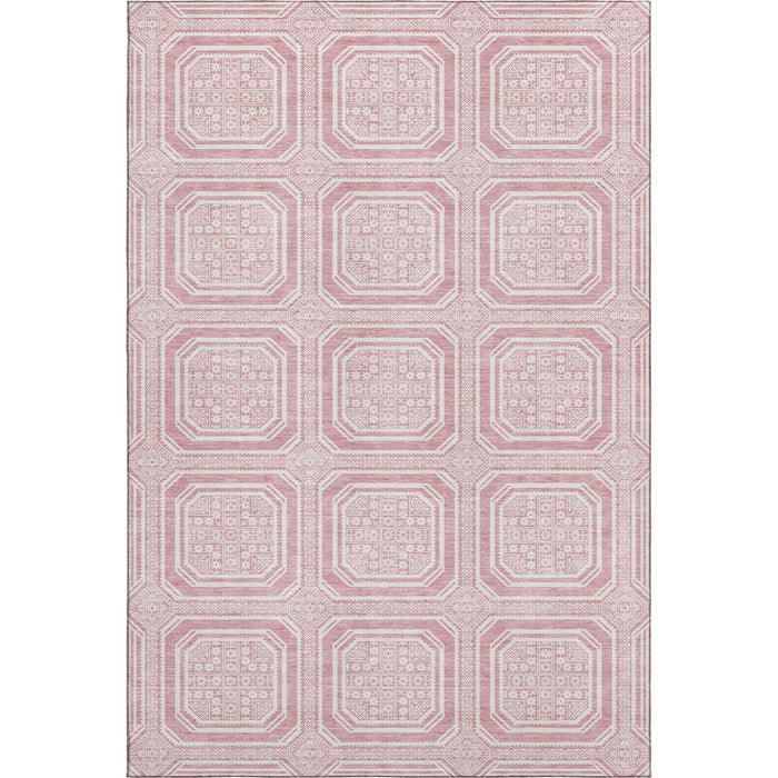 10' X 14' Geometric Washable Area Rug With UV Protection (693828) - Pink / Ivory