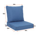 Giga outdoor navy blue deep seat and back cushions set with waterproof, fade-resistant fabric, removable covers, and adjustable straps.